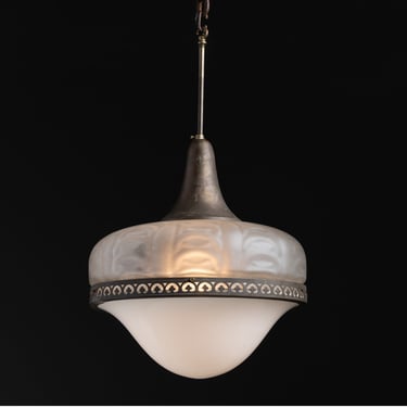 Opaline & Etched Glass Pendant