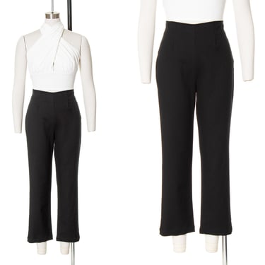 MODERN Dress Pants | REFORMATION Black Twill Stretchy High Waisted Minimalist Basics Everyday 1950s 1960s Style Trousers (medium) 