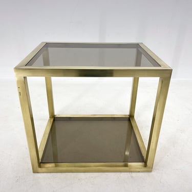 Italian Mid-Century Brass and Smoked Glass Table, 1970's / All Brass Coffee Table / Vintage Side Table / Italy / Mid Century Coffee Table 