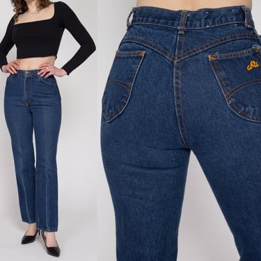Small 70s Chic By HIS Dark Wash High Waisted Jeans 26" | Vintage Denim Slim Straight Leg Mom Jeans 