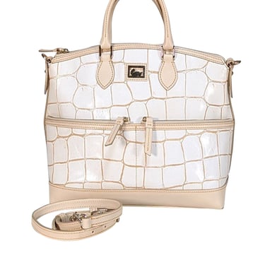 Dooney & Bourke - Ivory & Cream Croc Embossed Leather Satchel Bag