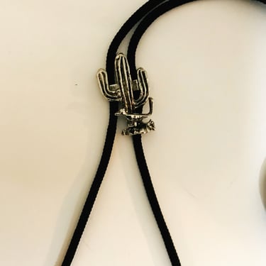 Cactus Bolo Tie Desert Southwestern Bola Necktie Vintage Cactus Bolo Tie Cow Girl Cow Boy Necklace 