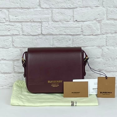 Burberry  Oxblood Leather Small Grace Crossbody Bag, New W/ Tags