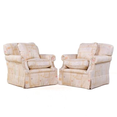 George Smith Contemporary English Roll Arm Lounge Chairs - Pair 