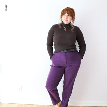 SIZE 12/14 L XL Dark Academia Vintage Tapered Leg Purple Trousers - Liz Claiborne Dark Academia Trouser Pants in Plum Pleated 