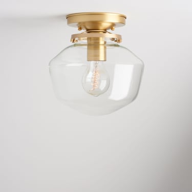 School House Lighting - Ceiling Light Fixture - Flush mount Fixture 8" - Clear Glass 