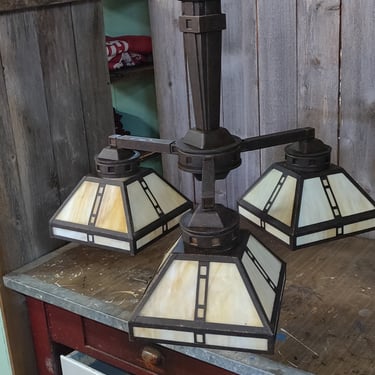 3 bulb mission style chandelier