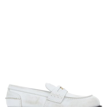 Miu Miu Woman White Leather Loafers