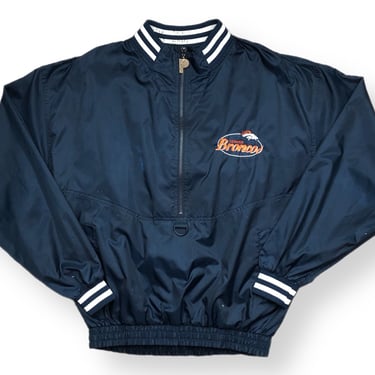 Vintage 90s Pro Player Denver Broncos Embroidered Half Zip Anorak Windbreaker Pullover Size Medium/Large 