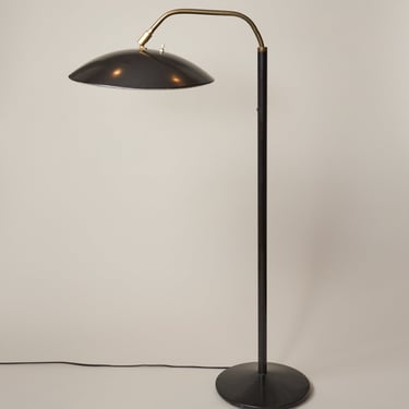 Vintage Mid Century Black and Brass Floor Lamp