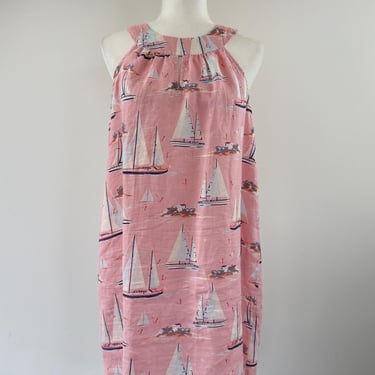 1980s Linen Sailboat Trapeze Dress 