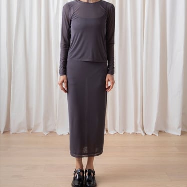 Ali Golden Mesh Long Sleeve Top - Shadow