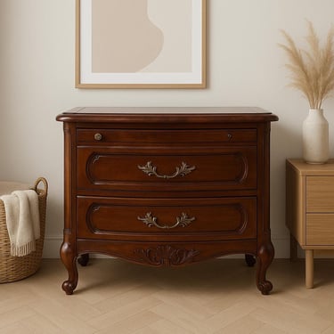 Century Furniture French Provincial Cherry Nightstand —Two Drawer End Table —CUSTOM PAINT AVAILABLE 