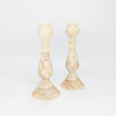 Marble Candlestick Holders, Set of 2 