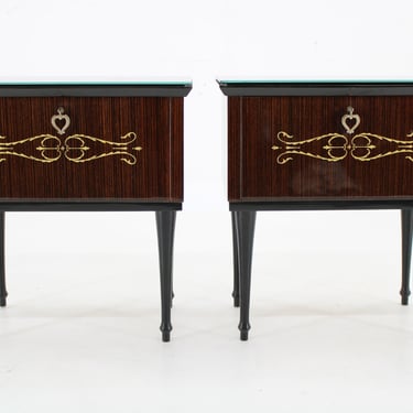 1960s Pair of Italian Bedside Tables / Vintage Tables / Brown Colour / Mid-century / 