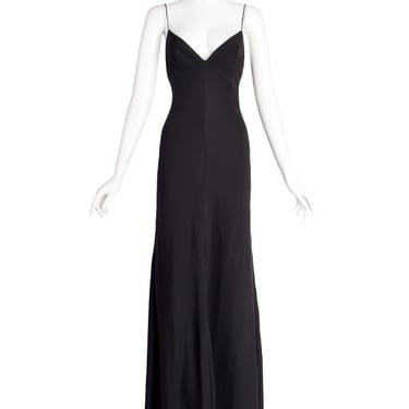 Valentino Vintage AW2000 Black Silk Bias Gown with Train