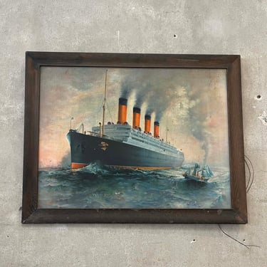 Vintage Tin Ship Framed Art