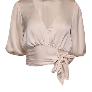 Ramy Brook - Cream Satin Puff Sleeve Blouse Sz XXS