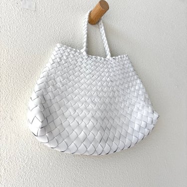Dragon Diffusion white 'Santa Croce' woven leather handbag