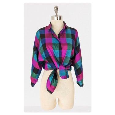 vintage 80's silk blouse (Size: M)