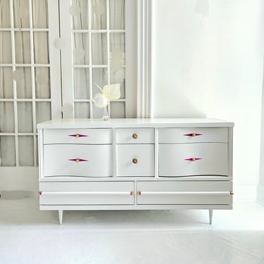 Custom order this! mid century modern dresser credenza,  long mid century dresser, pretty dresser, pink dresser,  dresser NJ nyc 