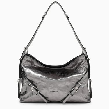 Givenchy Medium Voyou Bag In Silver Laminated Leather Women