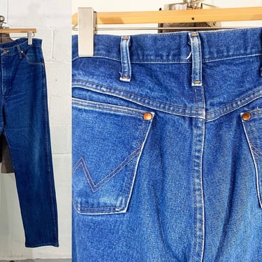 Vintage Wrangler Blue Jeans 35” Waist Vtg Denim Cowboy Cowgirl 36