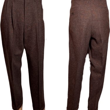 1940's Flecked Wool Men's Trousers Size 30x30