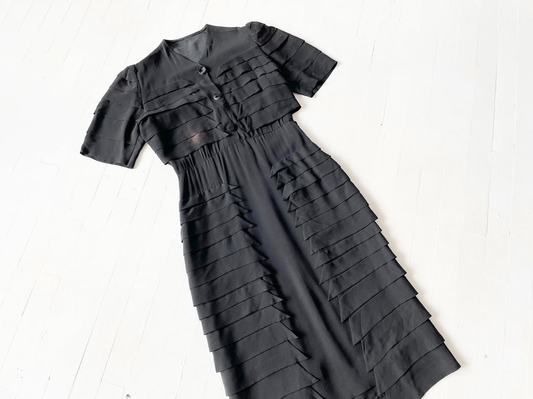 1940s Black Rayon Crepe Dress AS IS Phenix Brooklyn, NY