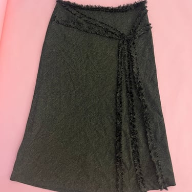 VTG Frayed Black/Brown Midi Skirt 