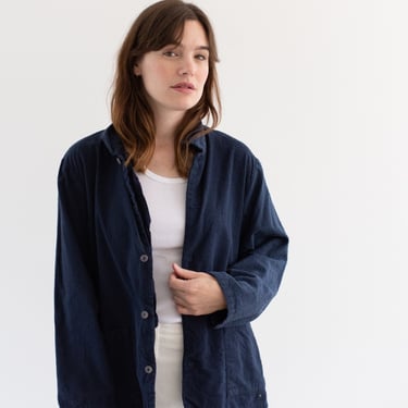 Vintage Deep Blue Overdye Flannel Chore Shirt Jacket | Unisex Cotton Blazer | M | 001 