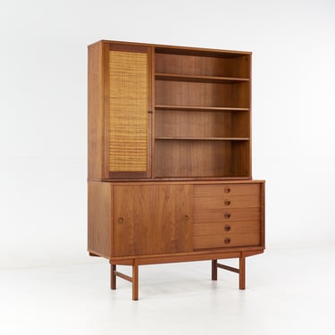 Dux Mid Century Danish Teak and Cane Credenza with Hutch - mcm 
