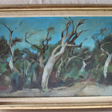 Charles Andrew Taylor vintage oil painting "Ghost Trees" 