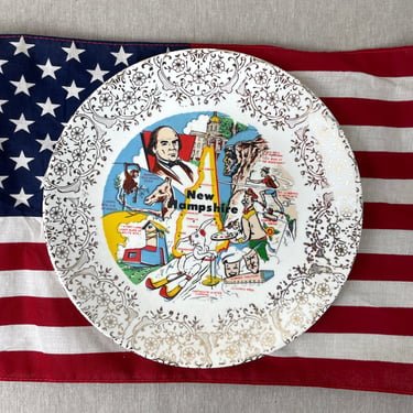 New Hampshire state souvenir plate - vintage 1950s road trip 