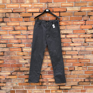 vintage 90s black versace geometric pants / 32 m medium 
