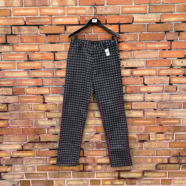 vintage 90s black versace geometric pants / 32 m medium 