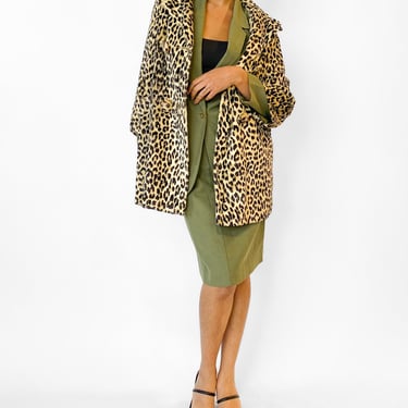 1960s Cheetah Print Faux Fur Coat, sz. L