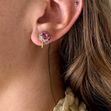 Antique Dainty Pink Crystal Earrings