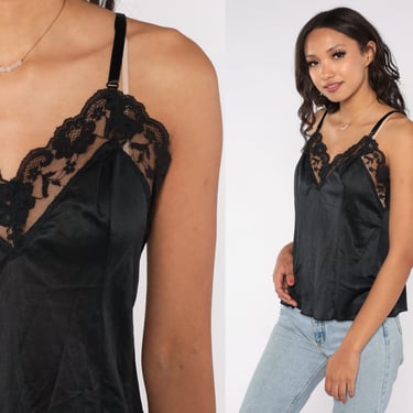 Floral Cami Top Lace Trim Camisole Lingerie Shirt 90s Sexy Sleep