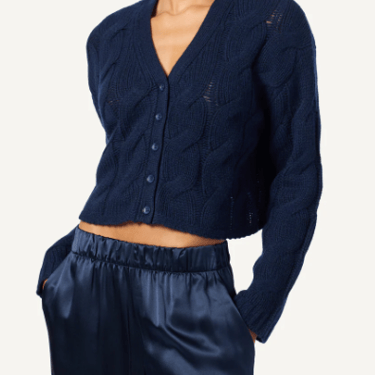 Jolie V Neck Cropped Cable Cardigan