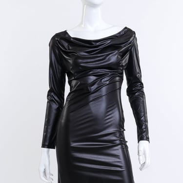 Draped Metallic Jersey Dress