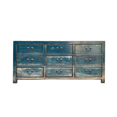 Oriental Teal Blue Green 9 Drawers Console Sideboard Table Cabinet cs7491E 
