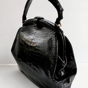 40s Black Alligator Bag Lucille de Paris Bergdorf Goodman 
