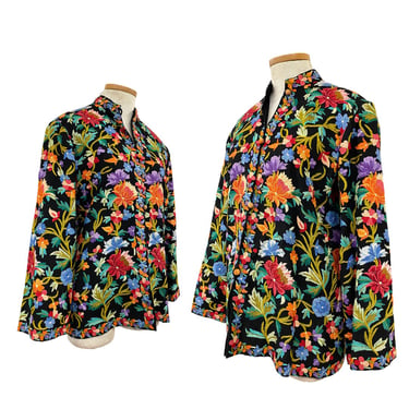 Vtg Vintage 1960s 60s Classic Cruel Embroidered Floral Embroidered Jacket Coat 