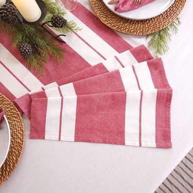 Red Striped Christmas Table Runner 