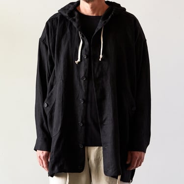 O-Project Hooded Jacket, Black Herringbone
