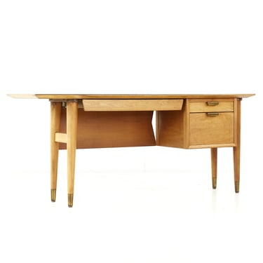 Standard Furniture Mid Century Walnut Single Pedestal Desk - mcm 