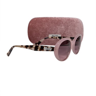 Miu Miu - Pink & Tortoise Round Sunglasses