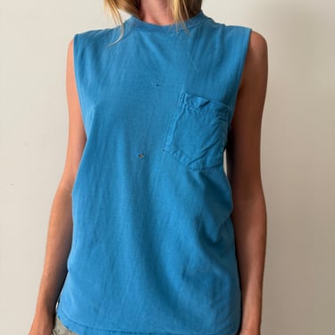 Thrashed Blue Cut-off Tee