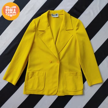 Bright & Happy Vintage 60s 70s Yellow Blazer with Pockets 